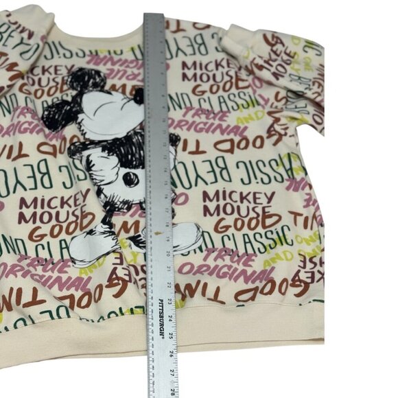 Disney Mickey Mouse Sweatshirt Size 3X Beyond Classic All Over Graffiti Cream - Picture 7 of 11